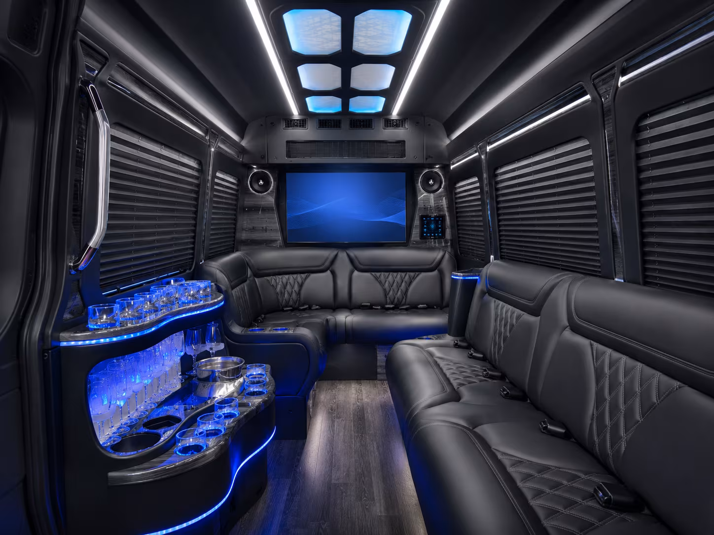 norwalk 40 passenger party bus inside