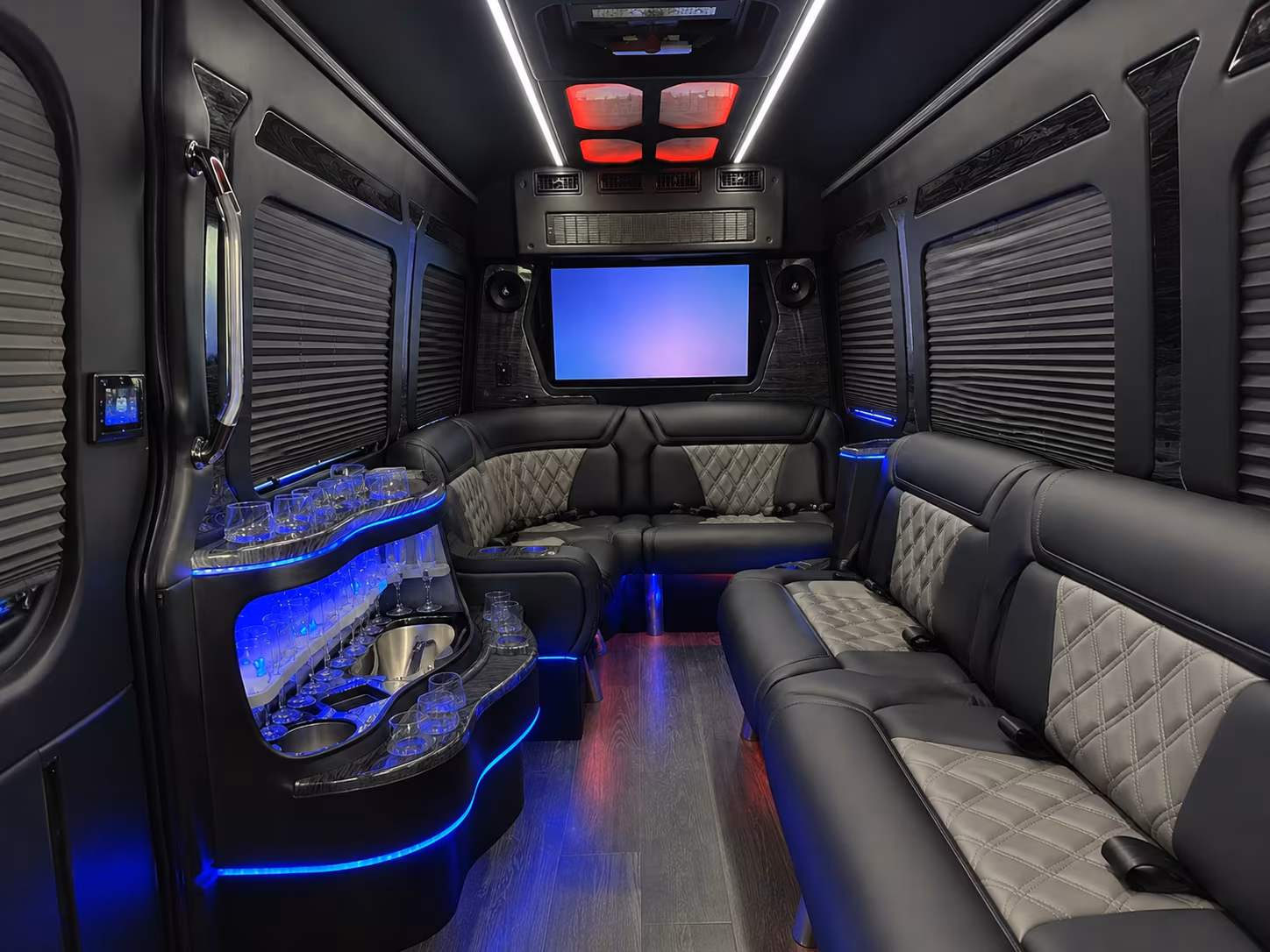 norwalk 50 passenger party bus inside